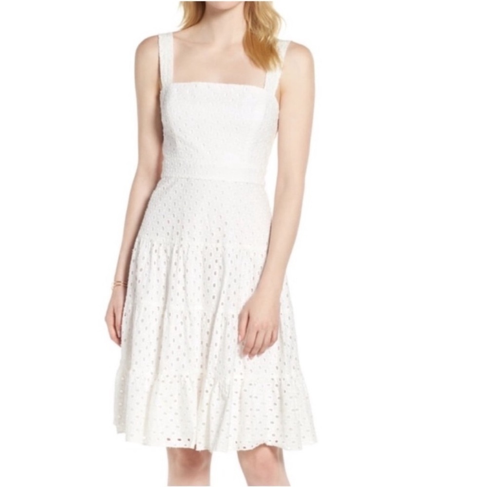 1901 Eyelet Midi Dress Womenโs Sz Medium Cottagecore Coquette Romantic